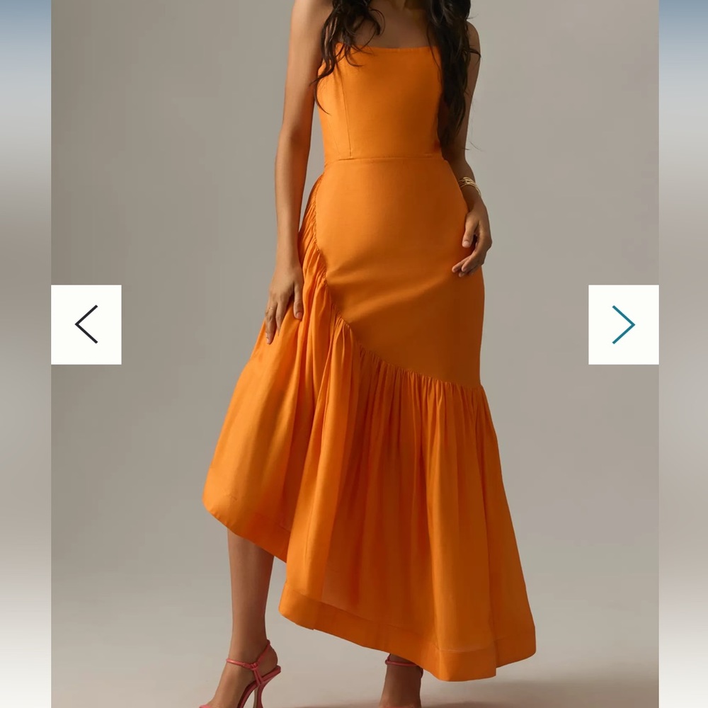 Anthropologie orange strapless dress